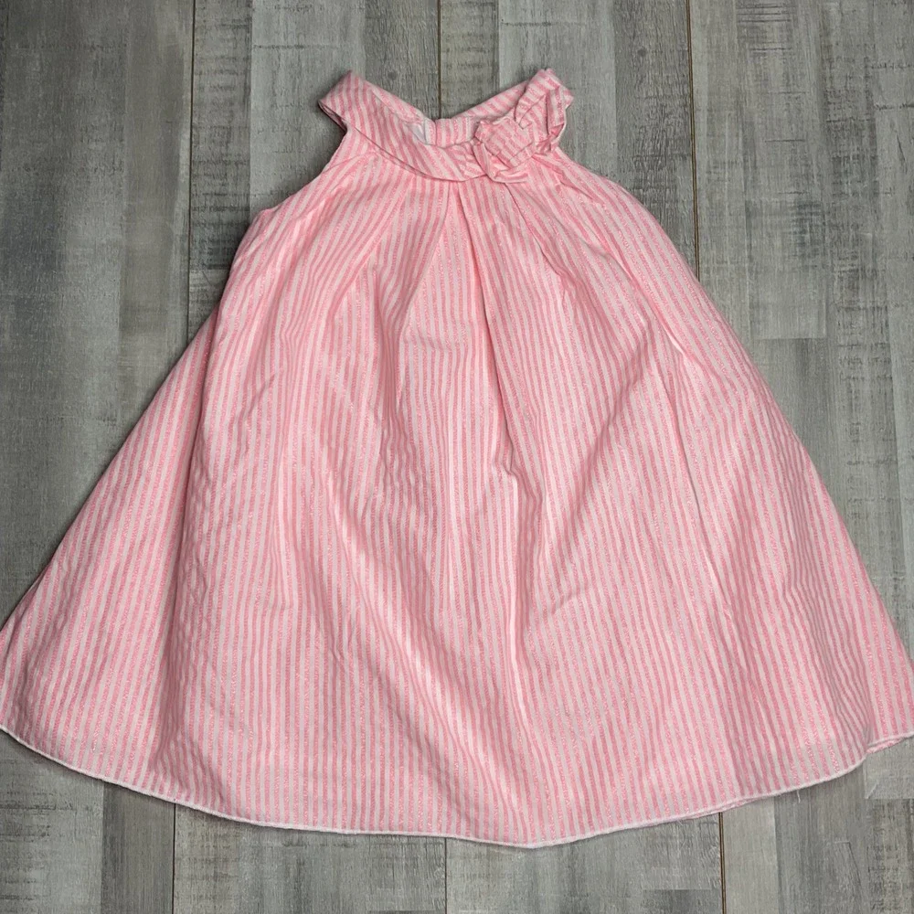 Just One You Carter's Toddler Girls Pink White Striped Metallic Dress 3T 551G189